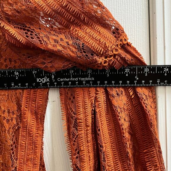 Temt Lantern Sleeves Overlay Lace Lined  Romantic Blouse Size Medium - Picture 12 of 15